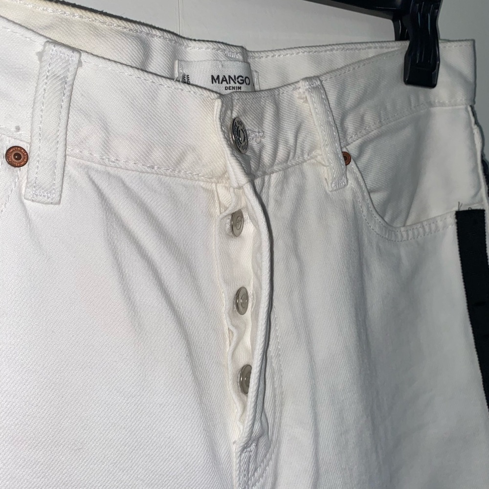 Mango Distressed White Jeans with Black Side Stripes - Picture 8 of 13